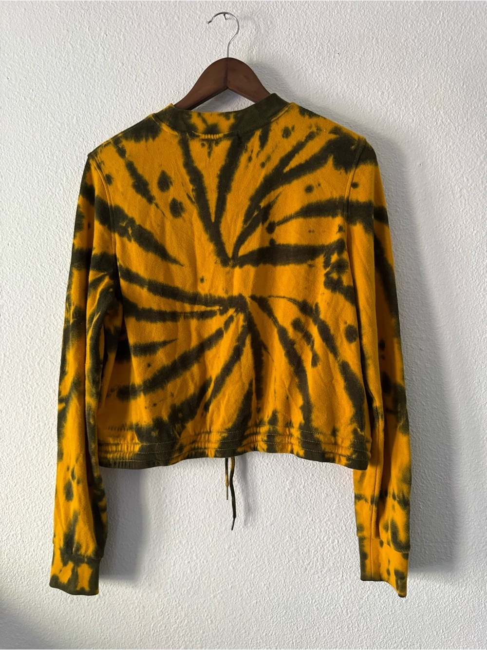 Zine Tie Dye Crop Long Sleeve Sweatshirt Women L Black Charcoal Grunge - Picture 11 of 13